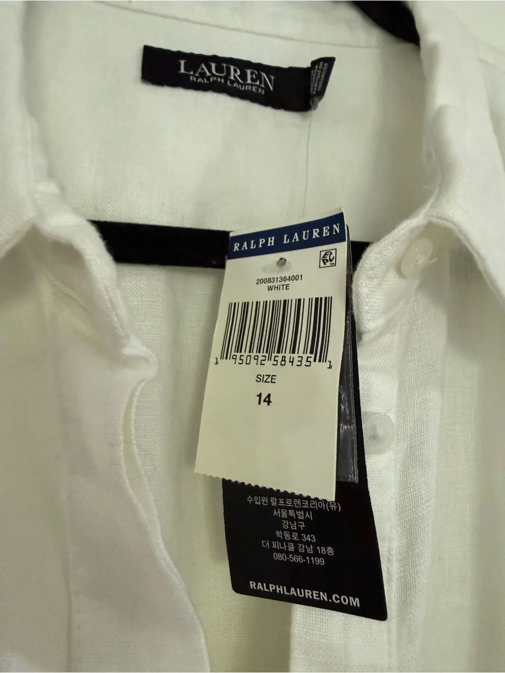 Ralph Lauren White Linen Tie-Front Midi Shirt Dress - Picture 2 of 4